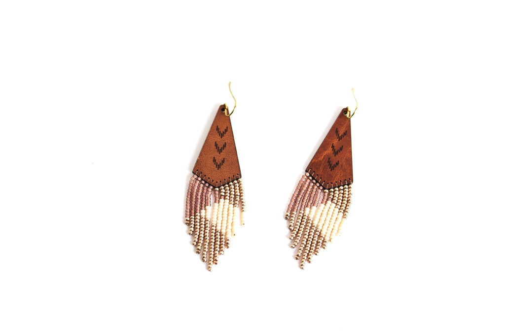 Leather+Beads Teardrop Diffuser Earrings