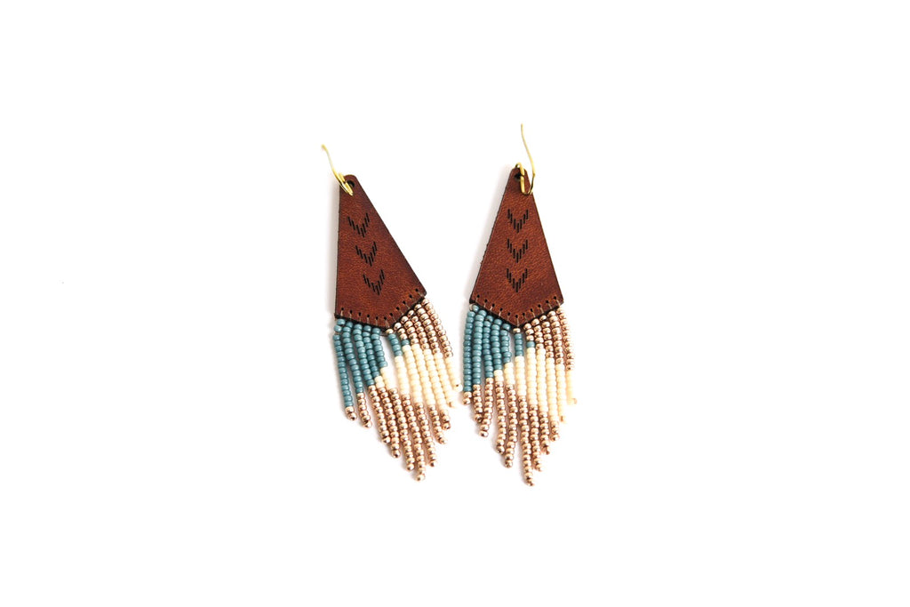 Leather+Beads Teardrop Diffuser Earrings