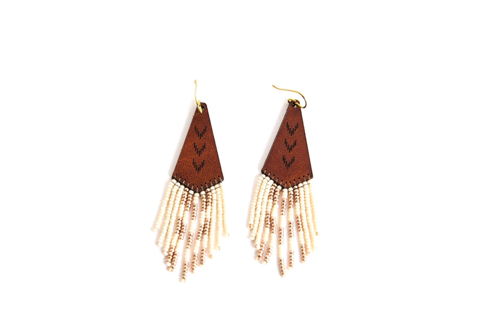Leather+Beads Teardrop Diffuser Earrings