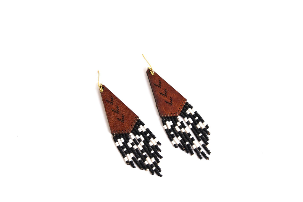Leather+Beads Teardrop Diffuser Earrings