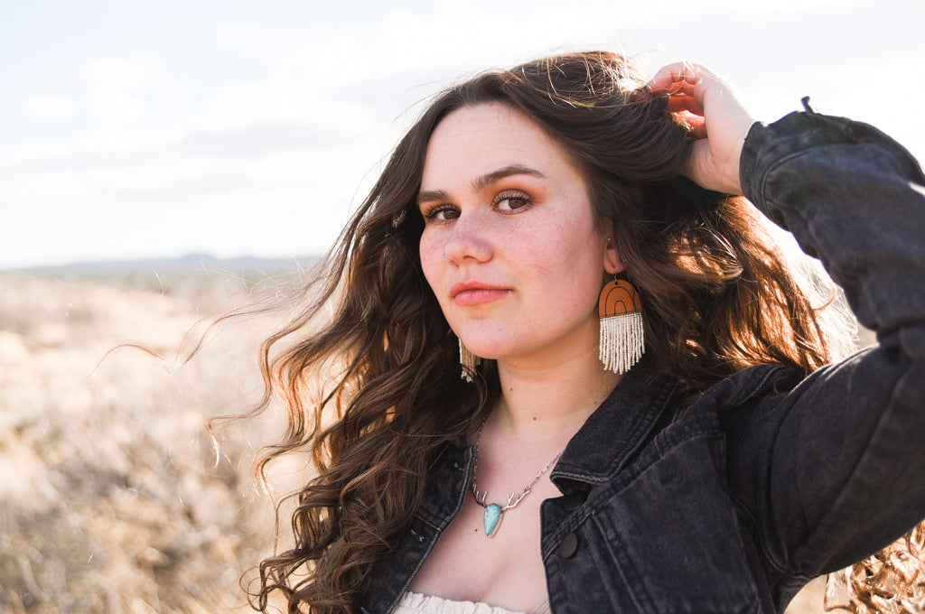 Leather+Beads Cascade Cream Diffuser Earrings