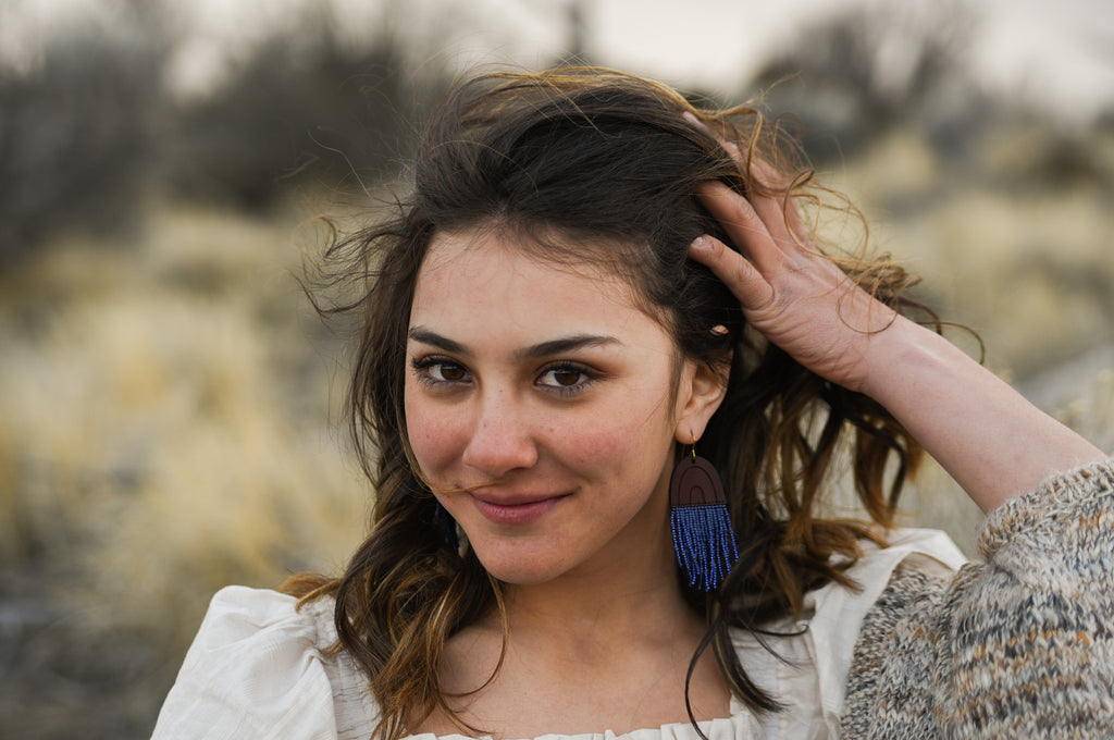 Leather+Beads Cascade Cobalt Diffuser Earrings