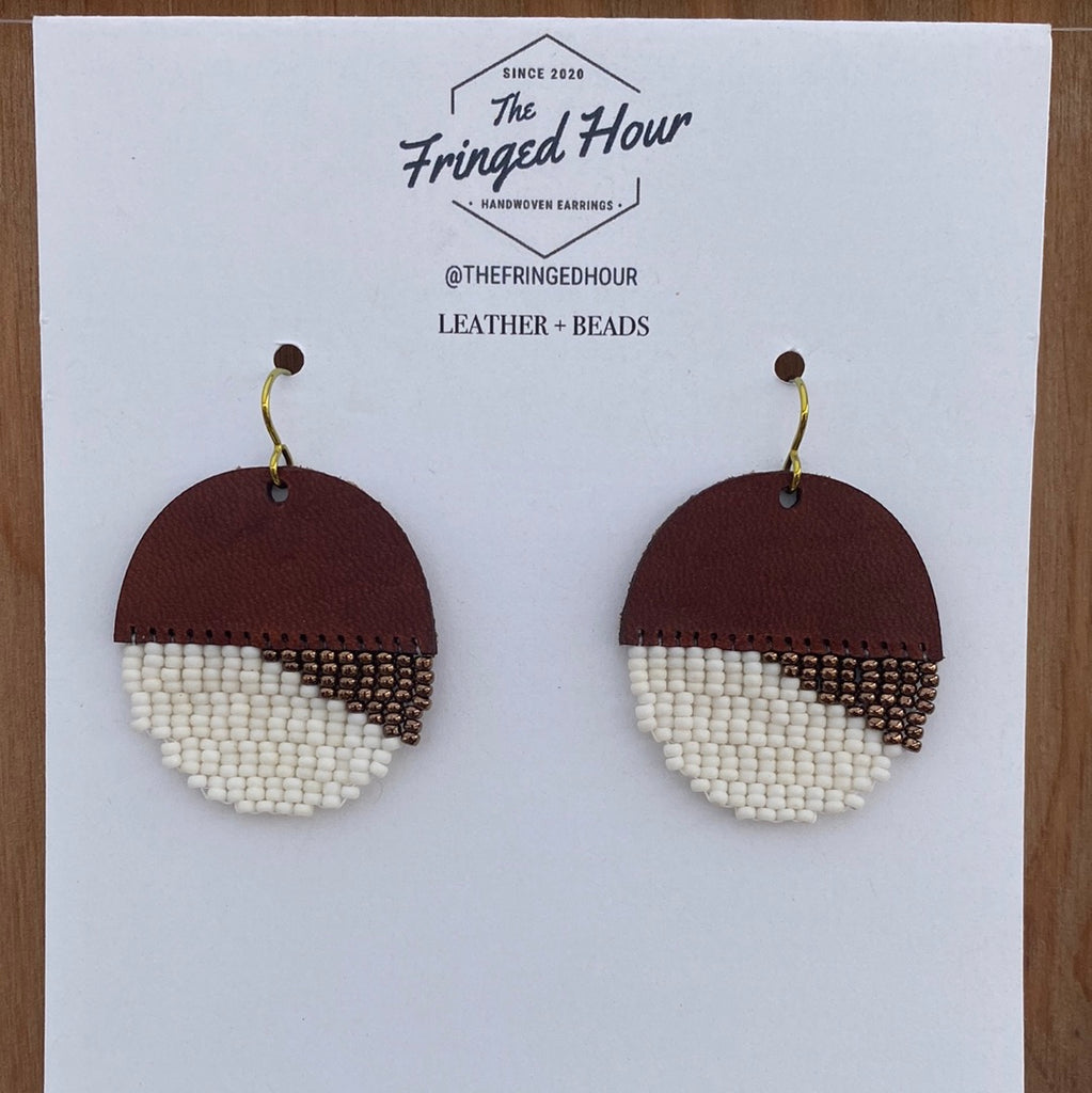 Leather+Beads Sand Dollars Diffuser Earrings
