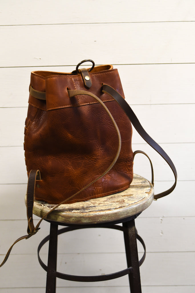 Small Wax Leather Bucket Bag - Tan – Da Milano