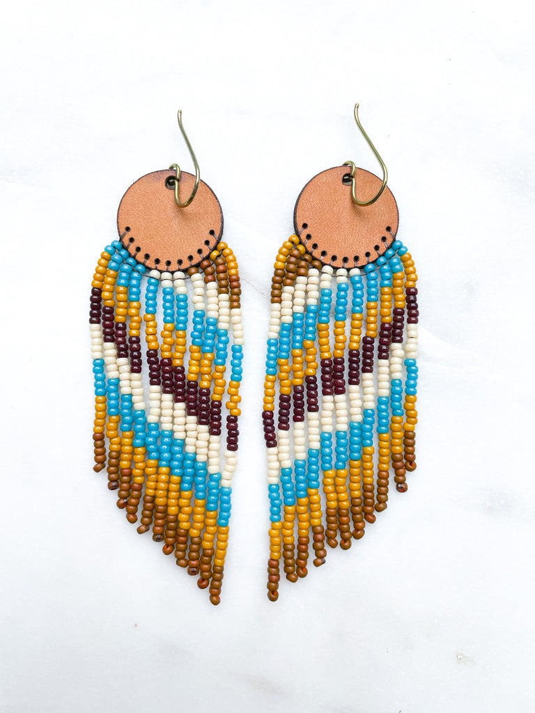 Cascade Leather + Beads Earrings