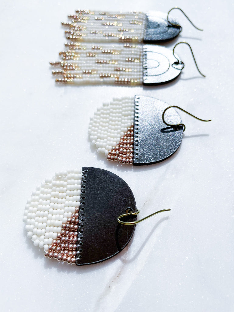 Leather+Beads Sand Dollars Diffuser Earrings