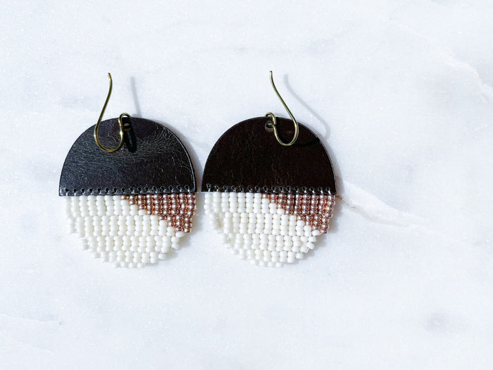 Leather+Beads Sand Dollars Diffuser Earrings