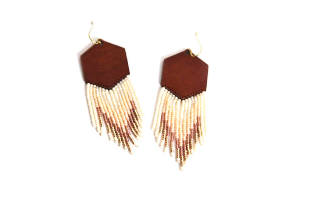 Leather+Beads Hex Diffuser Earrings